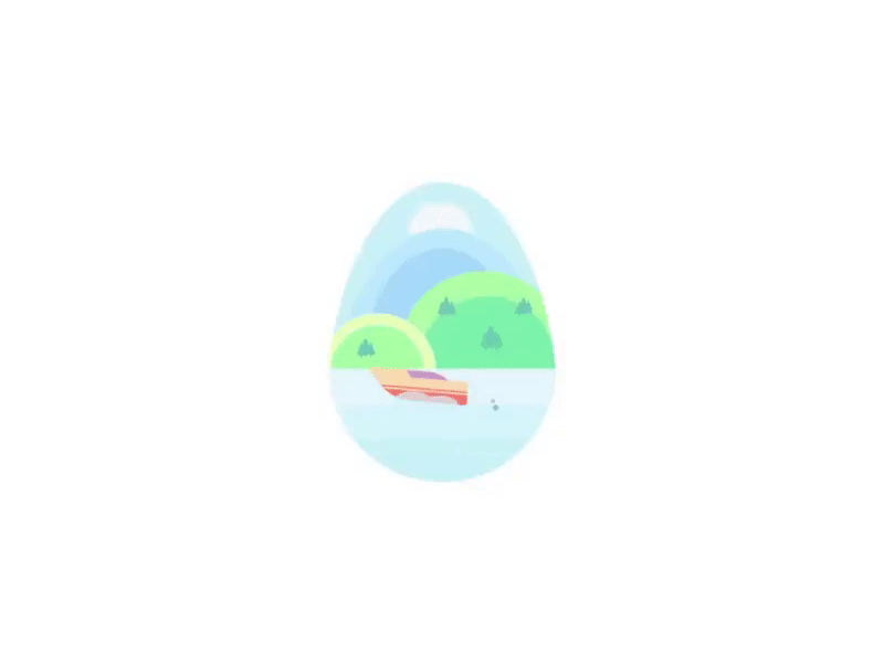Happy Easter! animation boat easter egg happy holiday illustration lake motion