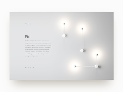 Vibia Product - Pin Lamp card furniture industrial lamp light minimal product ui ux web webdesign