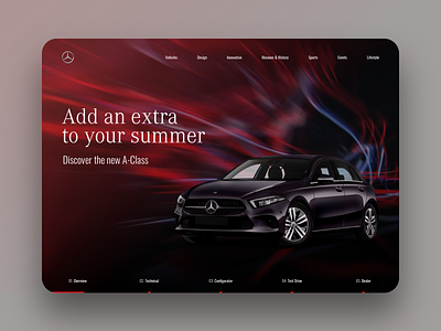 Mercedes - website car card carousel dark design header hero luxury mercedes overview step stepper ui ux web web design website