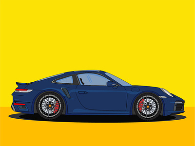 Porsche 911 GTRS illustration 2d 911 adobe adobe-illustrator art blue colorful design flat graphic design illustration midnight-blue porsche vector yellow