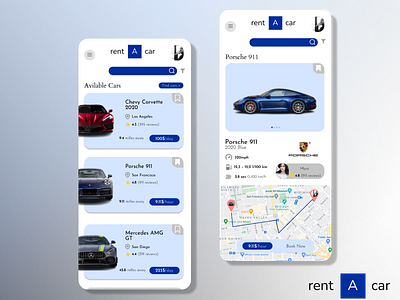 Car rental app concept adobe app blue branding carrental challenge colorful concept design figma inspiration prototype search ui uidesign ux