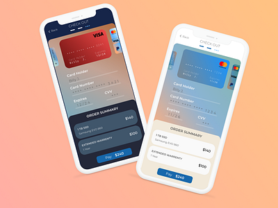 Credit Card Checkout Challenge app branding colorful credit card dailyui dark mode design figma gradient illustrator lightmode trending ui ux xd