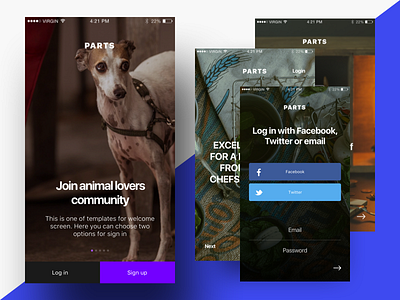 Parts — random welcome screens app icon ios ui walkthrough welcome