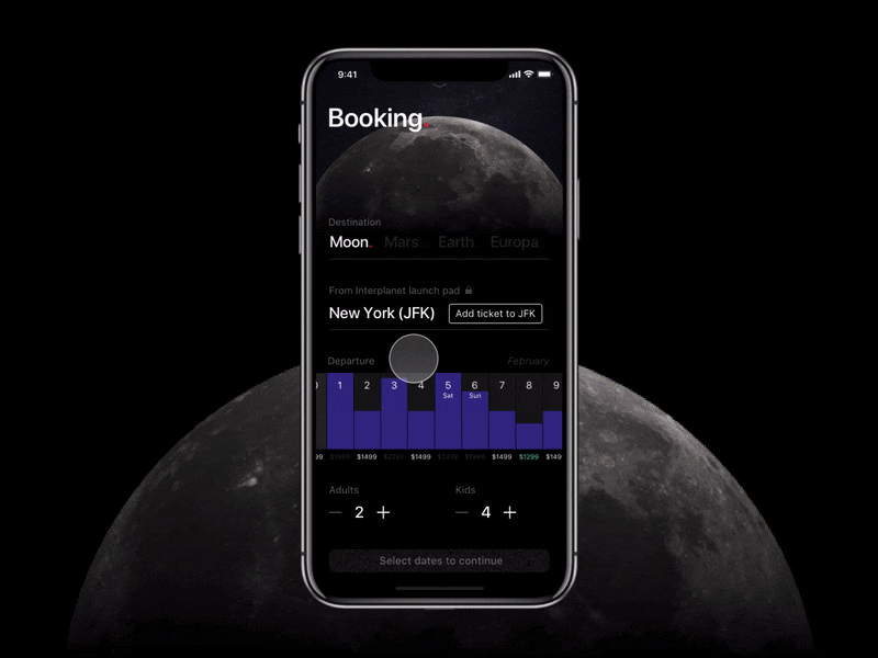 Booking app booking mobile planets spacedchallenge