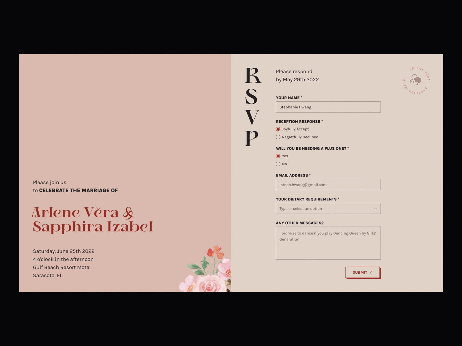 RSVP form design design form rsvp ui wedding