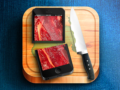 Cutting Meat censored gross icon ios iphone knife surreal wood