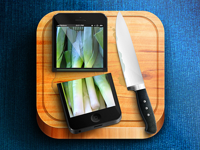 Cutting Veggies board icon ios kitchen knife vegetables wood