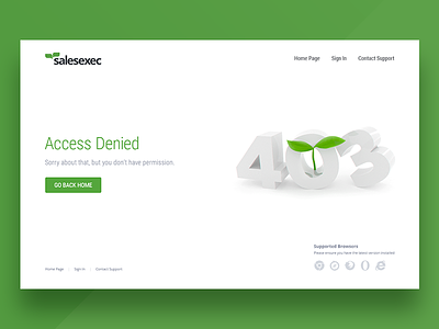 SalesExec Error Page 3d 403 404 500 access error errors green nature page white