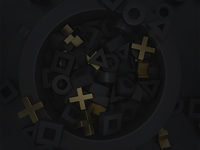 My Favourite Game 3d abstract abstraction black c4d c4d42 cinema4d gold playstation