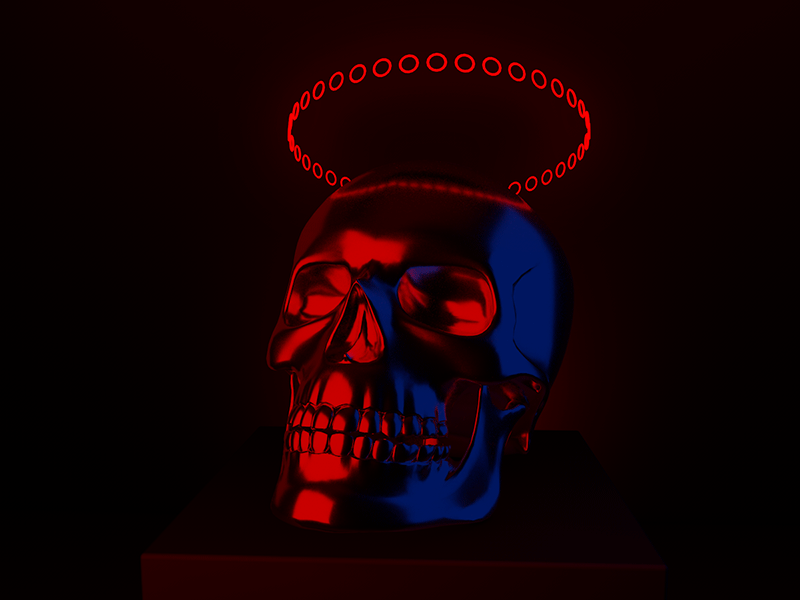 Darkside 3d animation black blue c4d c4d42 cinema 4d cinema4d dark gif light red skull