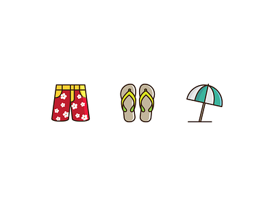 Summer Gear beach design icon icons sandals short slippers summer travel umbrella