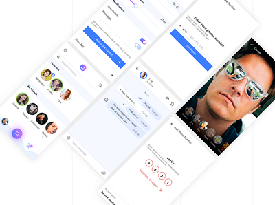 SelfoChat blue chat chat app design purple selfie ui ux