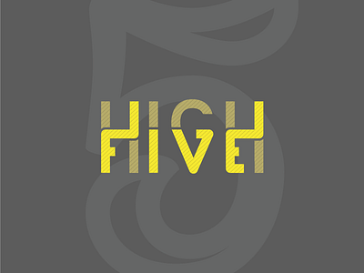 High Five 5 five gray high high five letters lines logo logotype type yellow