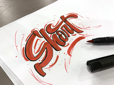 Short brush brush pen calligraphy cursive hand lettering lettering letters red short type