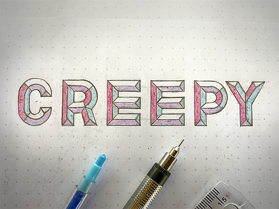 Creepy 3d creepy effect font grid hand type logo pencil text type typeface