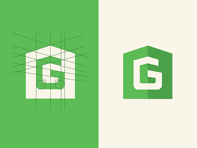G. Christianson Construction construction cream g green house icon logo perspective shadows