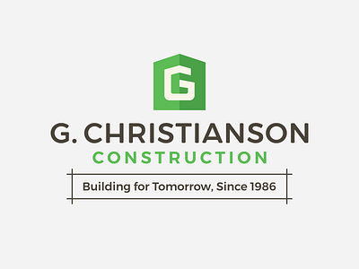 G. Christianson Construction blueprint branding construction craftsmanship design green logo perspective