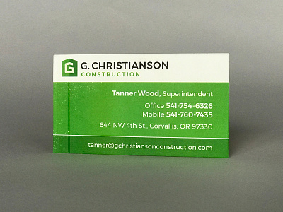 G. Christianson Construction — Business Card