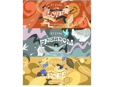 Love, Hope & Freedom adventure advertising branding candle colour design friendship illustration packaging positive vibrant