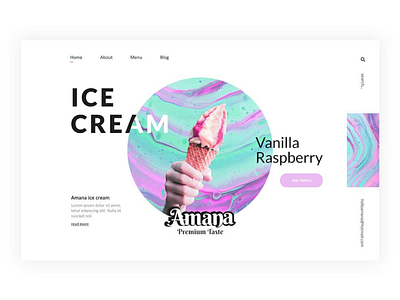 Ice Cream website ice cream raspberry ui ux vanilla web design website