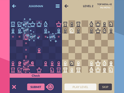 Chessplode (iPhone/Android) - Screenshots 2d android app appstore chess chess game game googleplay ios iphone minimal minimalist mobile mobile game mobile games ui