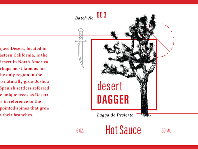 Desert Dagger Hot Sauce Label branding desert hot sauce joshua tree label mojave packaging spicy typography