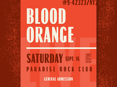 Monday Madness blood orange concert music rospi ticket typography weekends