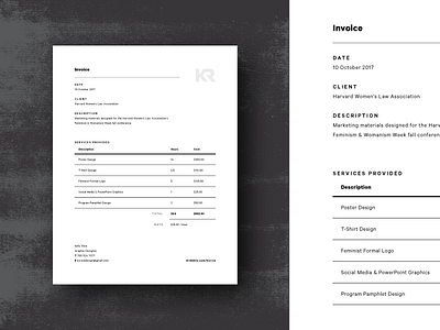 KR Invoice billing branding data invoice layout table typography
