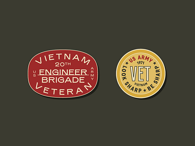 Vietnam Veteran Patches 2 army badge icon patch typography veteran vietnam vintage