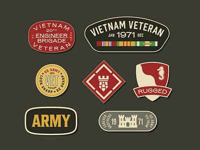 Vietnam Veteran Patches 3 army badge icon patch typography veteran vietnam vintage