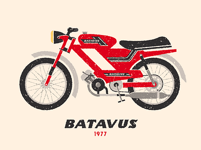 Batavus 1977 batavus bike illustration moped motorcycle retro scooter texture typography vintage