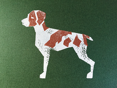 Sedona Linocut Print brittany christmas dog illustration linocut printmaking texture