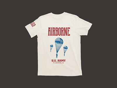 Airborne 2 airborne fort benning georgia illustration military parachute paratrooper typography veteran vintage