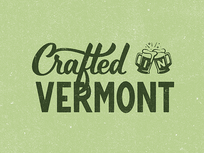 Crafted In Vermont beer brewery hand lettering illustration lettering map new england texture typography vermont
