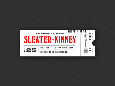 Sleater-Kinney bands concert layout lettering music retro riot girl sleater kinney texture ticket type typography vintage washington dc windsor