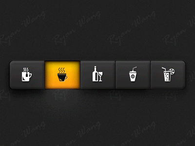 Drink Control Bar black coffee control fruit icon illustration interface juice milky orange red shine tea ui