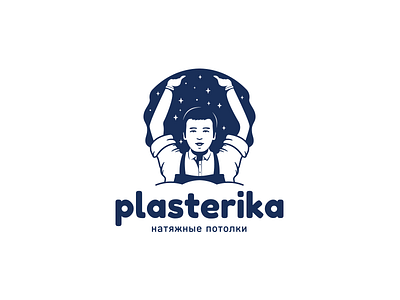 Plasterika Logo Character ceilings character illustration logo plasterika sign stretch