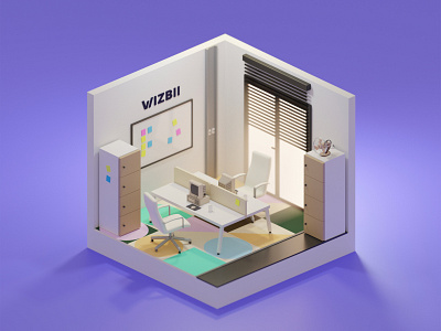WIZBII's Offices - 3D isometric scene 3d 3d blender 3d office 3d room isometric isometric 3d isometric office isometric room