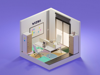 WIZBII's Offices - 3D isometric scene