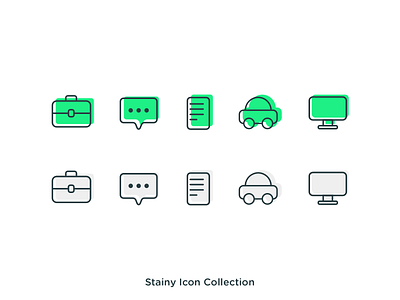 Icon Set collection green icon illustration line outline