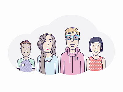 Claustrophobia team avatars character glasses hipsters illustration man people quest team user vector woman