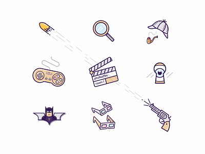 Claustrophobia Icons bat film game gun icons illustration pack search set sherlock