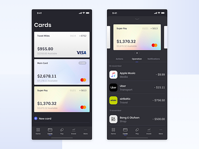 Cards. Mobile Bank App Concept by Mikhail Skvortsov on Dribbble