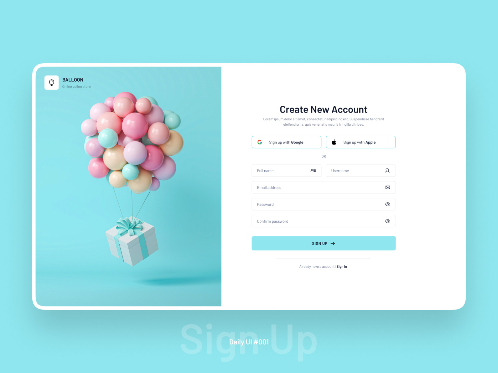 Daily UI #001 - Signup page by Md Solaiman Ali on Dribbble