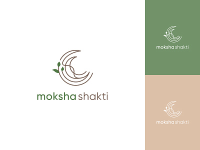 Logo for yoga & meditation studio "Moksha Shakti" health leaf logo meditation minimal moon wellnes yoga yoga studio