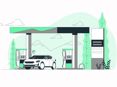 Green Energy | Animation 2d animation branding car design electric filling station energy gas station graphic design green illustration logo motion graphics vector
