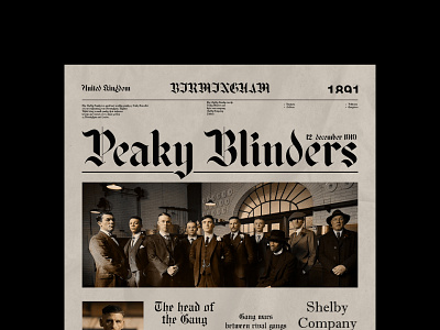 Peaky Blinders | Poster banner black branding clean design graphic design illustration oldnewspaper peakyblinders poster thomas shelby typography vector