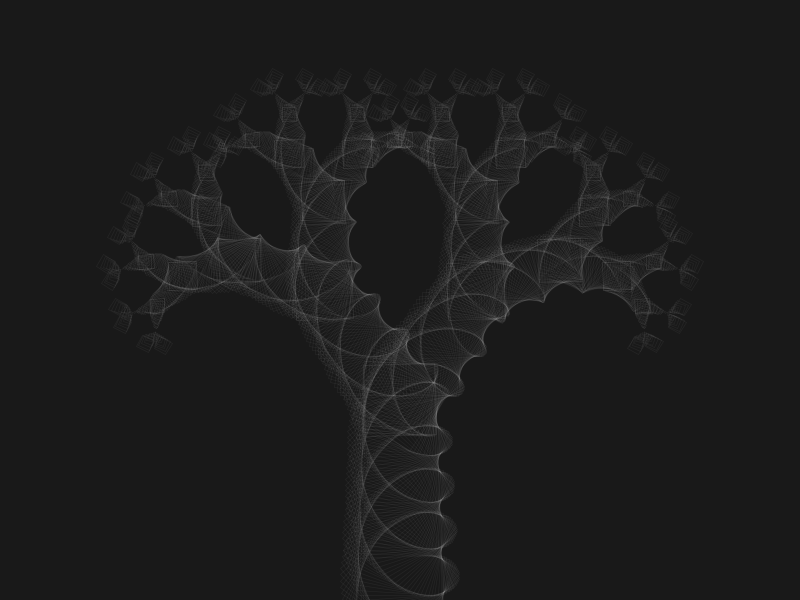 Squares Tree fractal p5 processing spiral squares tree y