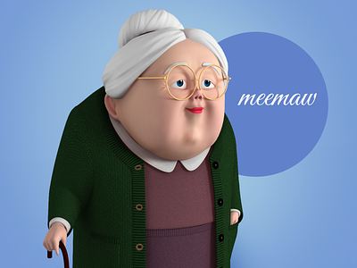 Memaw Stylised Female Elderly 3D Character 3d cartoon cartoon character character design stylised stylized