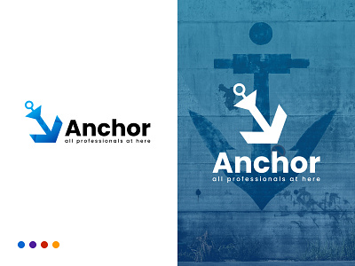 Modern minimalist Logo design for ship brand anchor